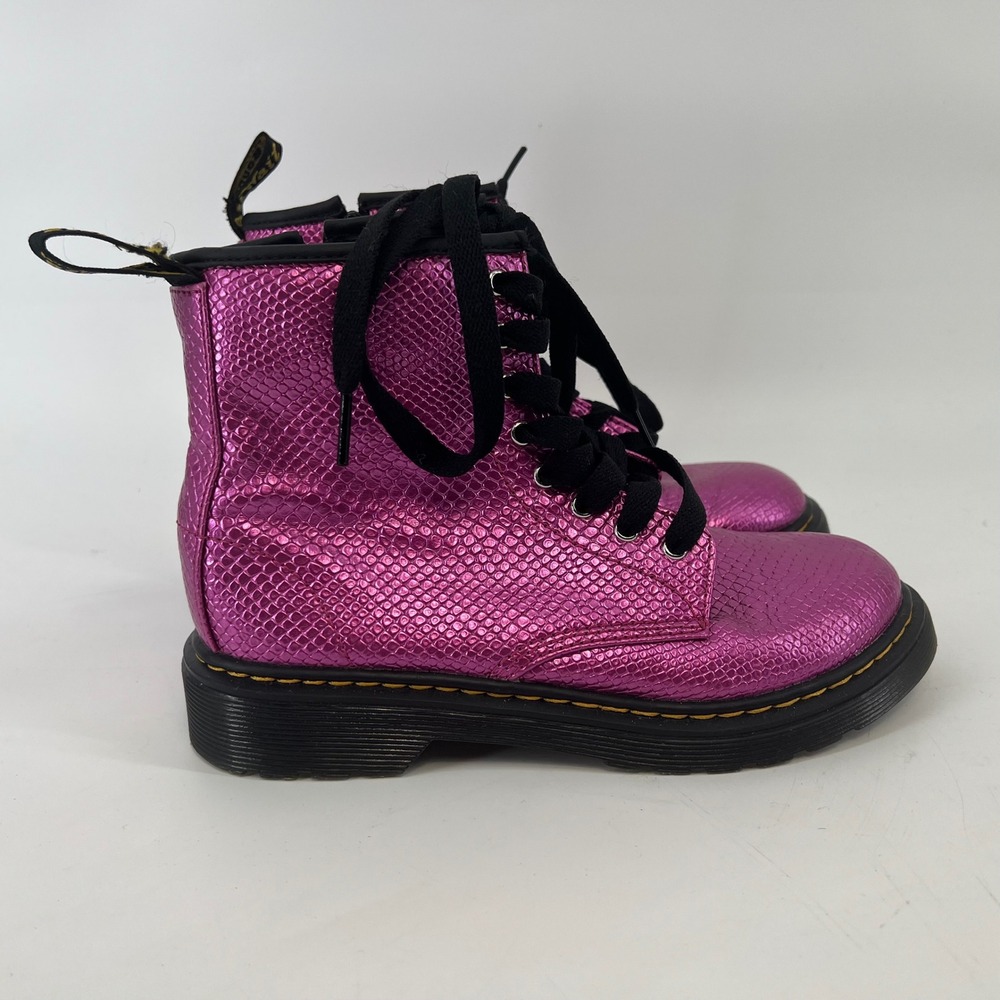 Dr. Doc Martens 1460 J Metallic Pink Snakeskin Boots Junior Size 3 US 2 UK 34 EU
